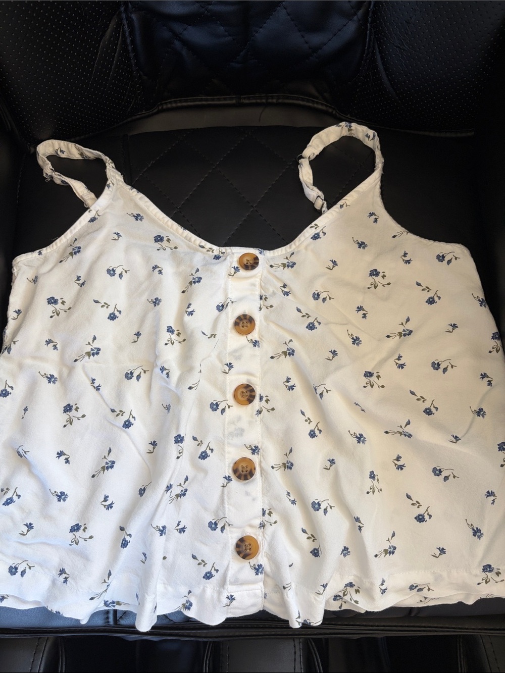 Hollister White Cami with Subtle Blue Floral Print
